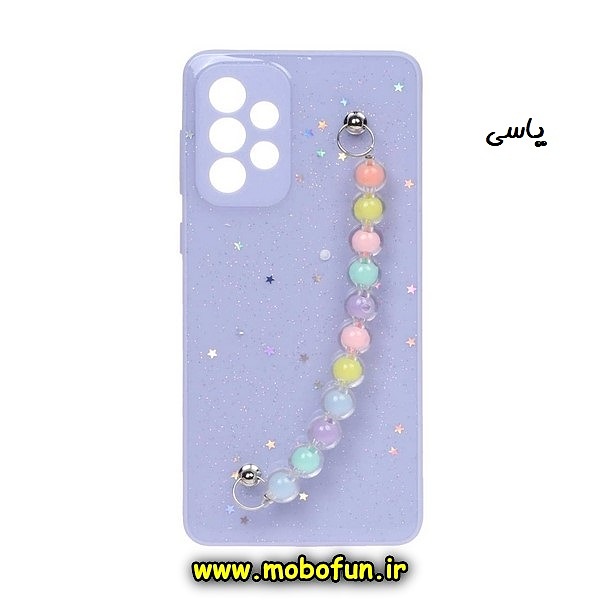 قاب گوشی Galaxy A73 سامسونگ طرح رزینی ماربل مرواریدی دستبندی رنگی محافظ لنزدار یاسی کد 463