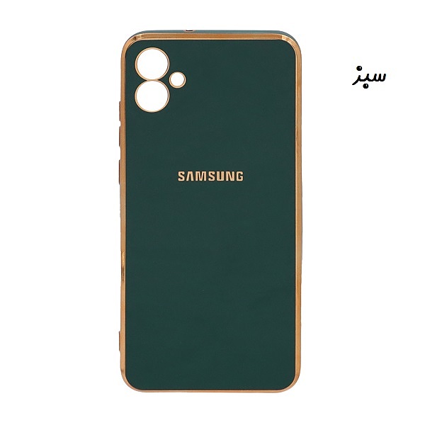 قاب گوشی Galaxy A04E سامسونگ طرح ژله ای مای کیس گلد لاین دور طلایی محافظ لنز دار سبز کد 1