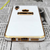 قاب گوشی Galaxy A10S سامسونگ طرح ژله ای مای کیس مگ سیف Magsafe گلد لاین دور طلایی محافظ لنز دار شیشه ای سفید کد 525