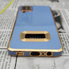 قاب گوشی Galaxy A12 - Galaxy M12 - Galaxy F12 سامسونگ طرح ژله ای مای کیس مگ سیف Magsafe گلد لاین دور طلایی محافظ لنز دار شیشه ای آبی فیلی کد 1077