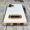 قاب گوشی Galaxy A13 4G سامسونگ طرح ژله ای مای کیس مگ سیف Magsafe گلد لاین دور طلایی محافظ لنز دار شیشه ای سفید کد 512