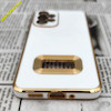 قاب گوشی Galaxy A33 5G سامسونگ طرح ژله ای مای کیس مگ سیف Magsafe گلد لاین دور طلایی محافظ لنز دار شیشه ای سفید کد 378