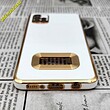 قاب گوشی Galaxy A51 سامسونگ طرح ژله ای مای کیس مگ سیف Magsafe گلد لاین دور طلایی محافظ لنز دار شیشه ای سفید کد 728