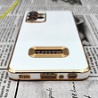 قاب گوشی Galaxy A52 4G - Galaxy A52 5G - Galaxy A52S سامسونگ طرح ژله ای مای کیس مگ سیف Magsafe گلد لاین دور طلایی محافظ لنز دار شیشه ای آبی سفید کد 985