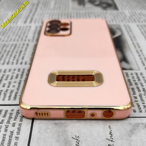 قاب گوشی Galaxy A52 4G - Galaxy A52 5G - Galaxy A52S سامسونگ طرح ژله ای مای کیس مگ سیف Magsafe گلد لاین دور طلایی محافظ لنز دار شیشه ای آبی گلبهی کد 987