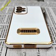 قاب گوشی Galaxy A53 5G سامسونگ طرح ژله ای مای کیس مگ سیف Magsafe گلد لاین دور طلایی محافظ لنز دار شیشه ای سفید کد 502