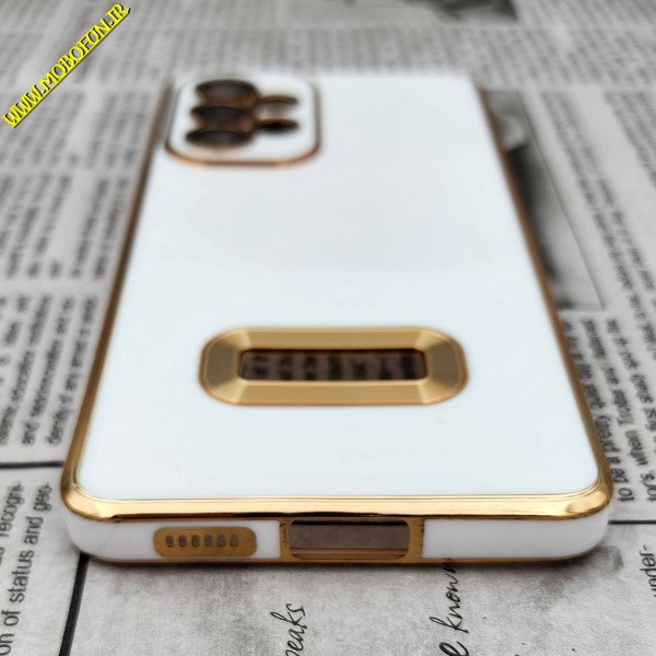 قاب گوشی Galaxy A53 5G سامسونگ طرح ژله ای مای کیس مگ سیف Magsafe گلد لاین دور طلایی محافظ لنز دار شیشه ای سفید کد 502