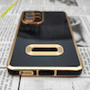قاب گوشی Galaxy A53 5G سامسونگ طرح ژله ای مای کیس مگ سیف Magsafe گلد لاین دور طلایی محافظ لنز دار شیشه ای مشکی کد 503