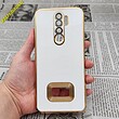 قاب گوشی Redmi Note 8 Pro شیائومی طرح ژله ای مای کیس مگ سیف Magsafe گلد لاین دور طلایی محافظ لنز دار شیشه ای سفید کد 633