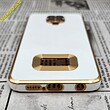 قاب گوشی Redmi Note 9S - Redmi Note 9 Pro شیائومی طرح ژله ای مای کیس مگ سیف Magsafe گلد لاین دور طلایی محافظ لنز دار شیشه ای سفید کد 772