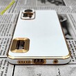 قاب گوشی Redmi Note 11 4G - Redmi Note 11S شیائومی طرح ژله ای مای کیس مگ سیف Magsafe گلد لاین دور طلایی محافظ لنز دار شیشه ای سفید کد 564