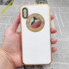 قاب گوشی iPhone X - iPhone XS آیفون طرح ژله ای مای کیس مگ سیف Magsafe گلد لاین دور طلایی محافظ لنز دار شیشه ای سفید کد 425