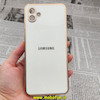 قاب گوشی Galaxy A04 - Galaxy M13 5G سامسونگ طرح ژله ای مای کیس گلد لاین دور طلایی محافظ لنز دار سفید کد 72