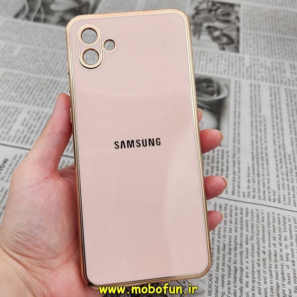 قاب گوشی Galaxy A04 - Galaxy M13 5G سامسونگ طرح ژله ای مای کیس گلد لاین دور طلایی محافظ لنز دار گلبهی کد 73