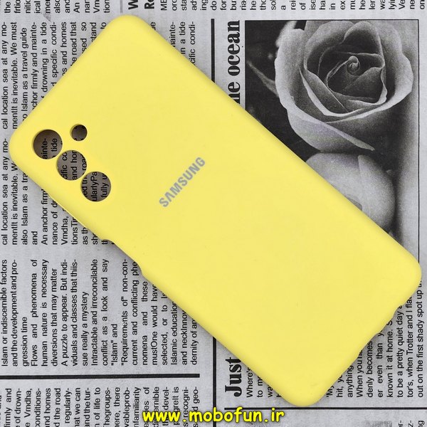 قاب گوشی Galaxy A04S سامسونگ سیلیکونی اورجینال سورا SORA پاک کنی درجه یک زیربسته زرد محافظ لنز دار کد 86