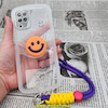 قاب گوشی Galaxy A12 سامسونگ طرح ژله ای شفاف بالشتی لبخند شاد HAPPY محافظ لنز دار بی رنگ آویزدار کد 1083