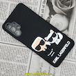 قاب گوشی Galaxy A13 4G سامسونگ طرح کارل لاجرفلد KARL LAGERFELD سیلیکونی سخت Hard سه بعدی برجسته محافظ لنز دار مشکی کد 523