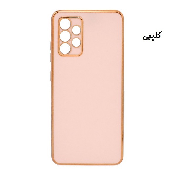 قاب گوشی Galaxy A32 4G سامسونگ طرح ژله ای مای کیس گلد لاین دور طلایی محافظ لنز دار گلبهی کد 710