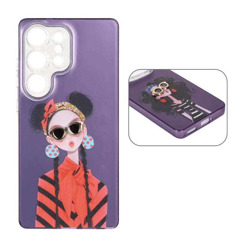 قاب برجسته طرح دخترانه لنز شفاف گلکسی S25 ULTR