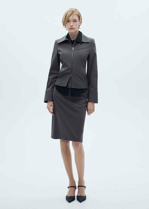 Mango Double Zip Striped Jacket