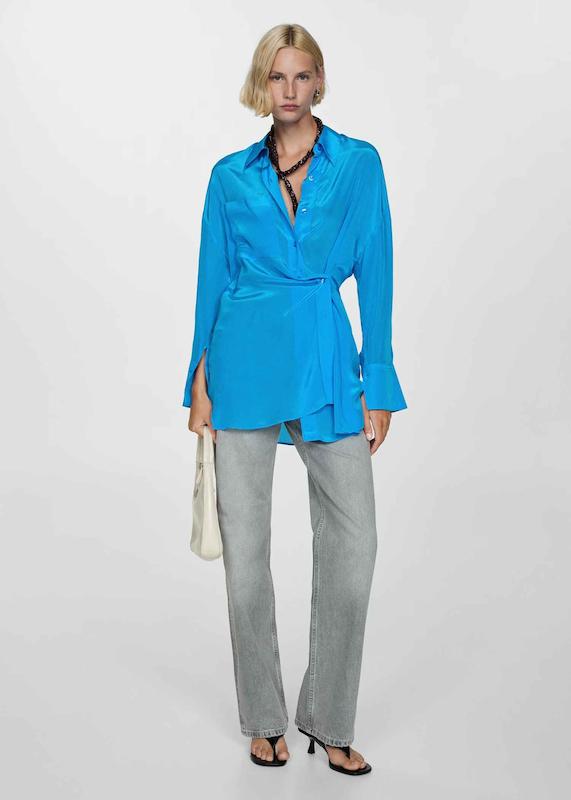 Mango Long satin shirt