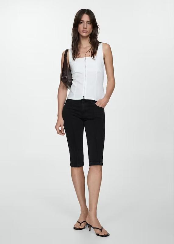 Mango Slim capri jeans with decorative stitching