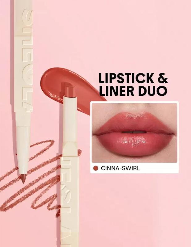 رژ لب و خط لب دو طرفه شیگلم مدل GLAM 101 SHEER TINTED رنگ Cinna swirl