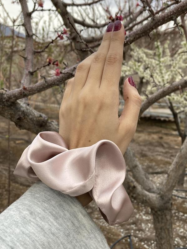 اسکرانچی ساتن صورتی چرک