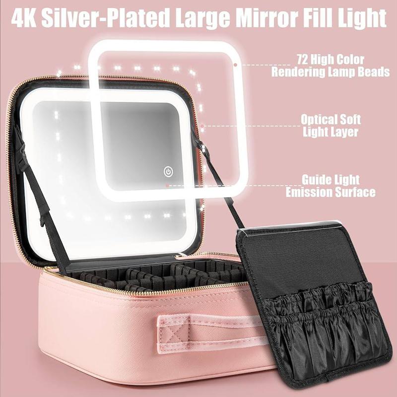 کیف لوازم آرایشی با آینه چراغ دار LED لمسی
