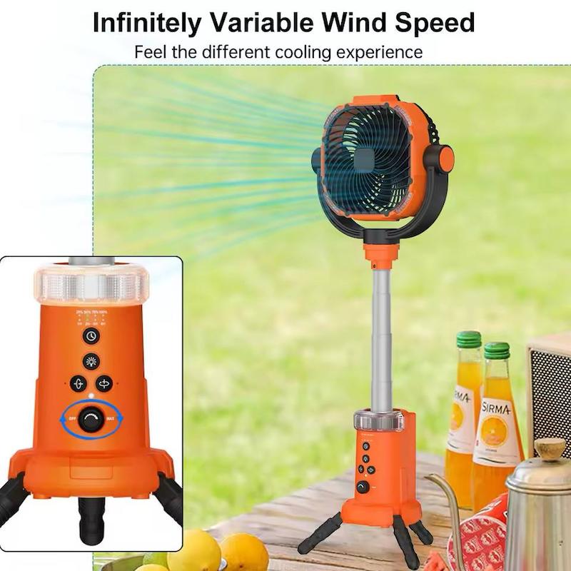 پنکه شارژی پایه دار و ایستاده و آویز به همراه پاوربانک و چراغ LED
