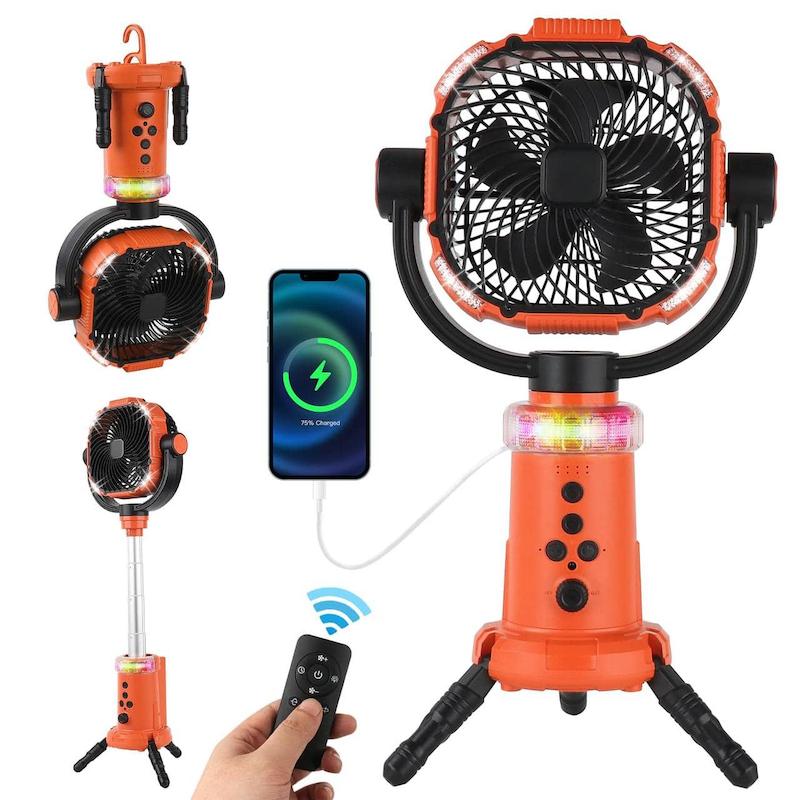 پنکه شارژی پایه دار و ایستاده و آویز به همراه پاوربانک و چراغ LED