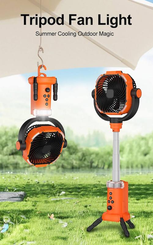 پنکه شارژی پایه دار و ایستاده و آویز به همراه پاوربانک و چراغ LED