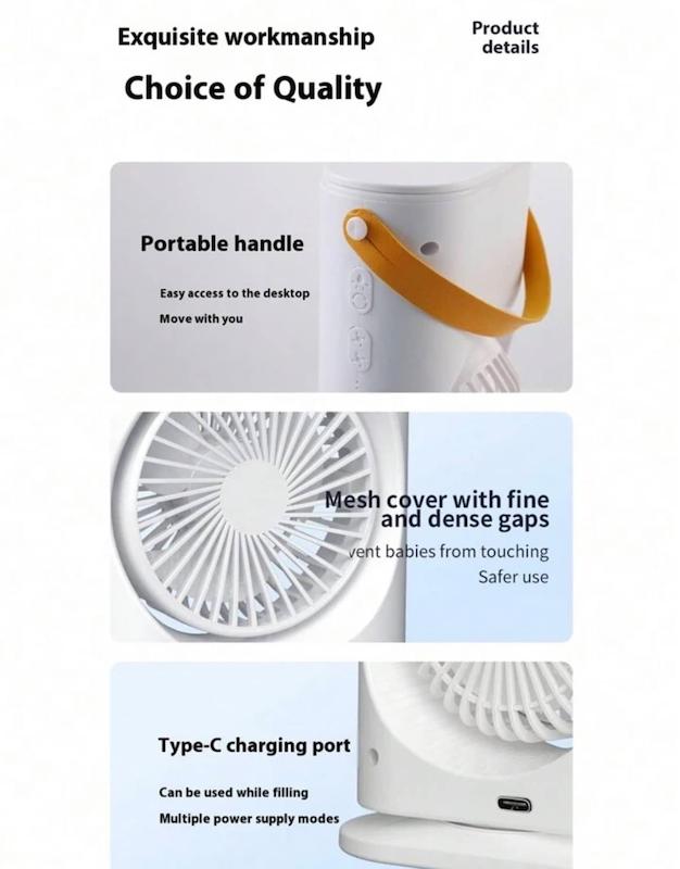پنکه رومیزی مه پاش شارژی دوقلو Double spray fan