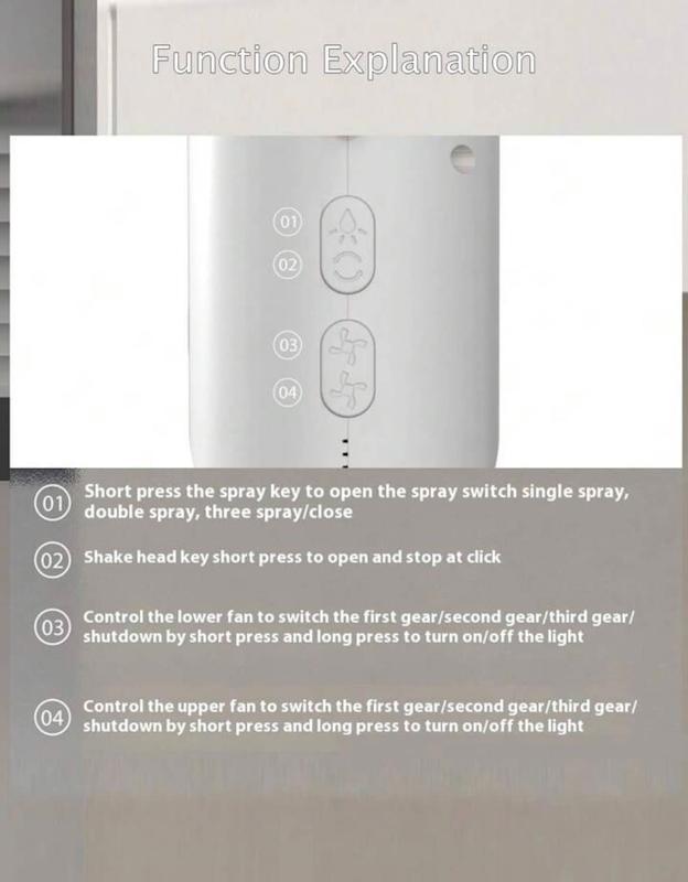 پنکه رومیزی مه پاش شارژی دوقلو Double spray fan
