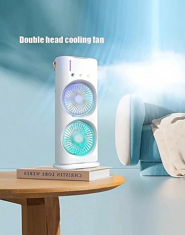 پنکه رومیزی مه پاش شارژی دوقلو Double spray fan