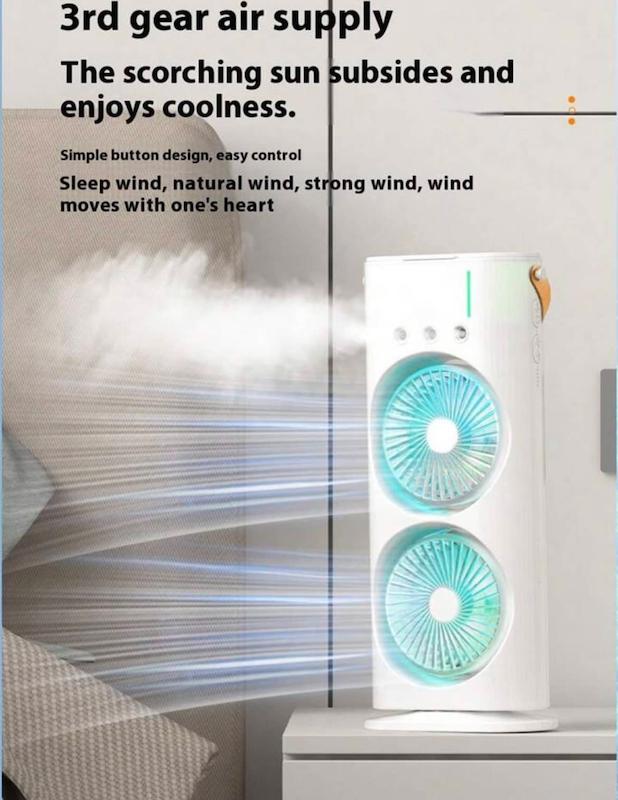 پنکه رومیزی مه پاش شارژی دوقلو Double spray fan