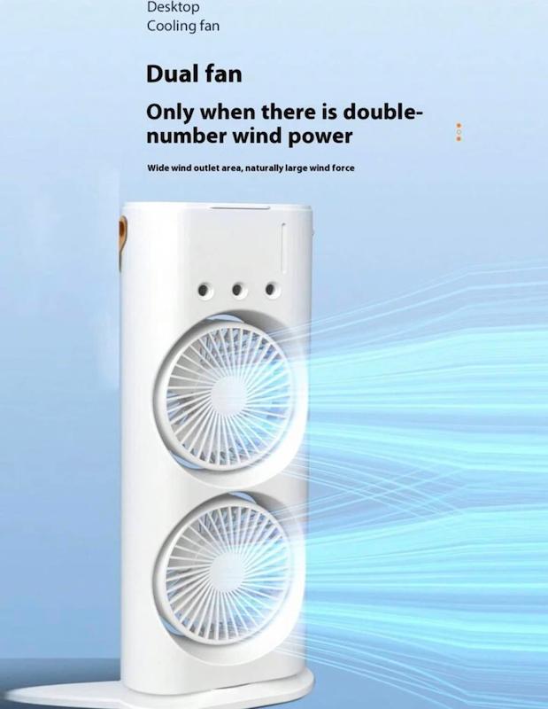 پنکه رومیزی مه پاش شارژی دوقلو Double spray fan