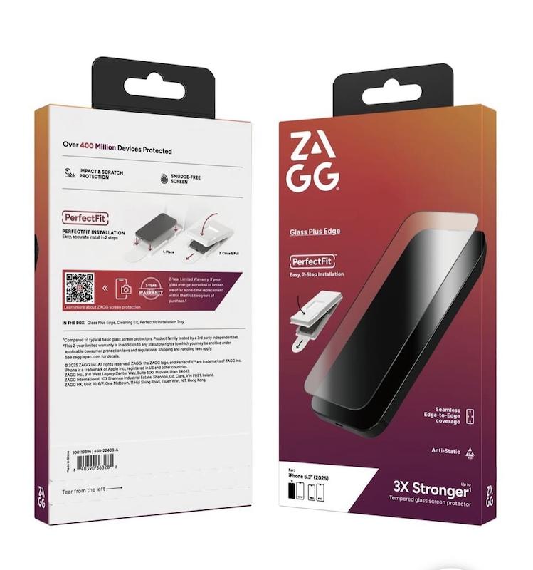 محافظ صفحه نمایش زگ مدل ZAGG Glass Plus Edge مناسب برای آیفون ۱۷ و ۱۷ پرو و ۱۷ پرومکس