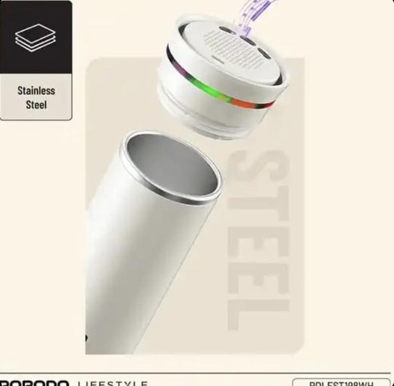 ماگ همزن مغناطیسی و اسپیکر پرودو Porodo Fluxmix 350mL Stirring Cup with Speaker PDLFST198WH