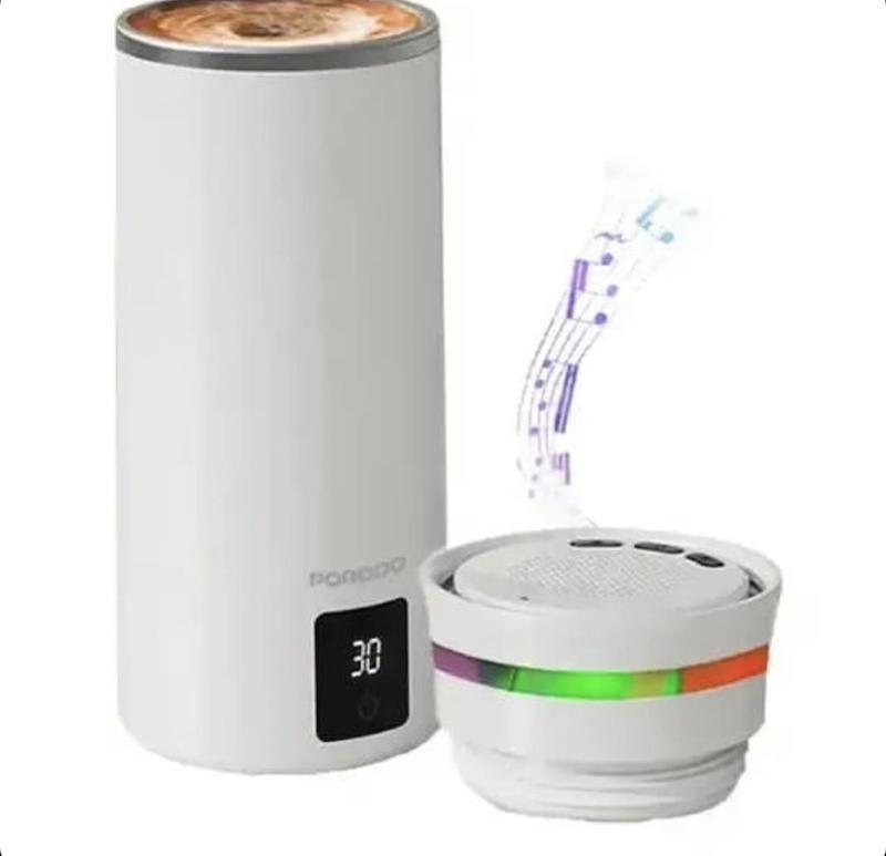 ماگ همزن مغناطیسی و اسپیکر پرودو Porodo Fluxmix 350mL Stirring Cup with Speaker PDLFST198WH