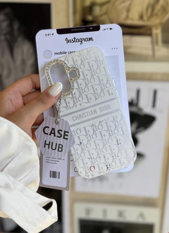قاب White Christian Dior دور لنز نگین آیفون 