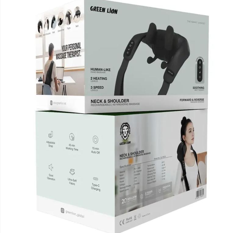 ماساژور چهار بعدی گردن و شانه قابل شارژ گرین Green Lion Neck & Shoulder Rechargeable 4D kneading Massage