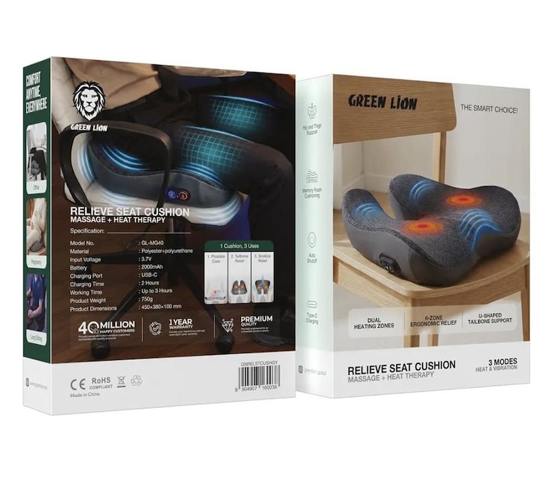 ماساژور و بالشت نشیمن گرین لاین Green Lion Relieve Seat Cushion GNRELSTCUSHGY