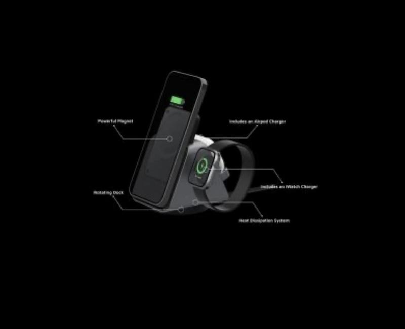 پاوربانک وایرلس سه کاره Levelo مدل LVLTWCSPBK 