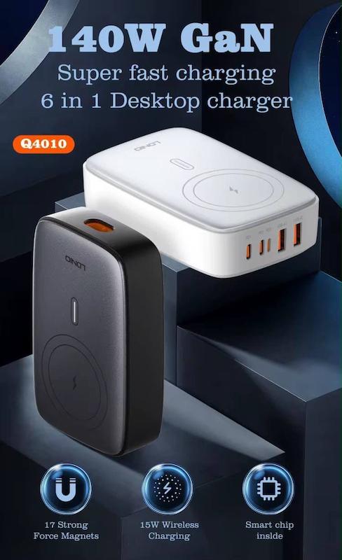 هاب شارژ 5پورت و شارژ وایرلسLDlNO 6in1  مدل Q4010 