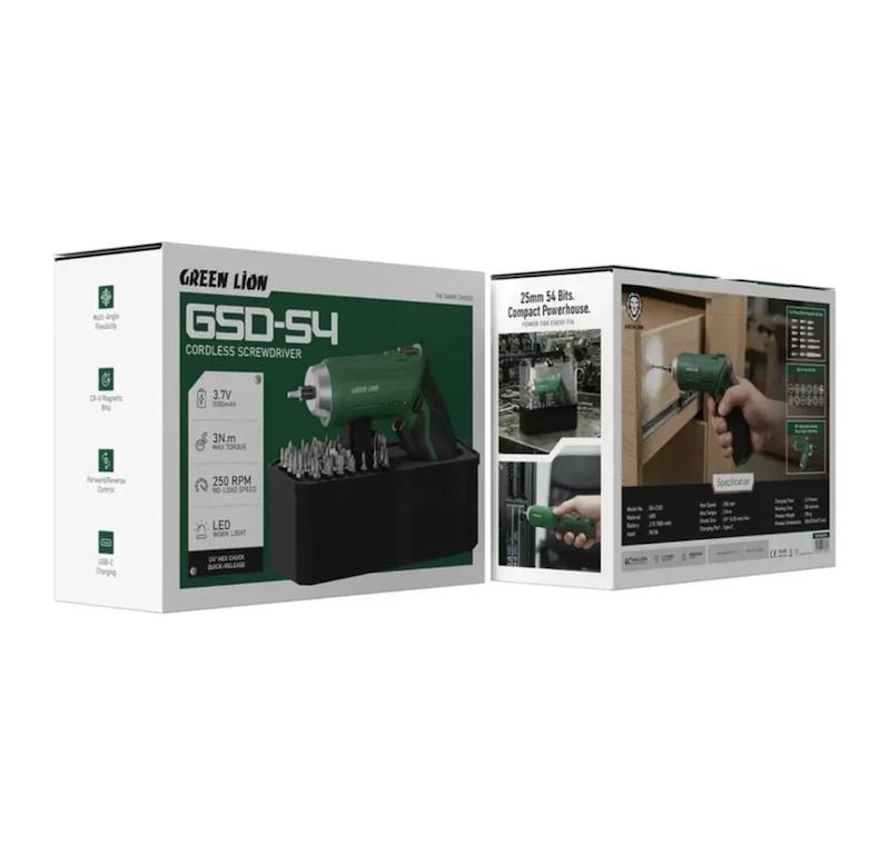 پیچ گوشتی شارژی گرین لاین مدل GSD54 با باتری 1500 میلی‌آمپر ساعت
