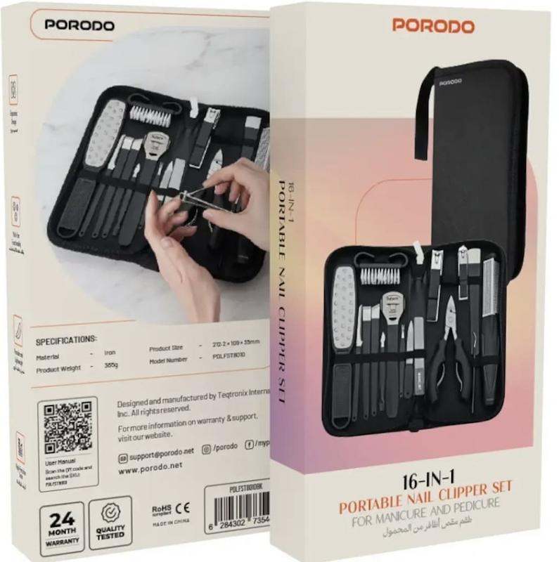 ست مانیکور و پدیکور پورودو مدل PDLFST8010BK بسته 16 عددی