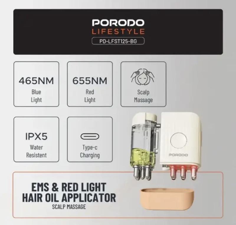 ماساژور و اسکراب کف سر پرودو مدل Porodo PDLFST125BG