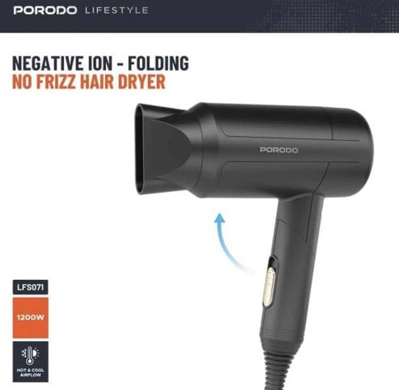 سشوار تاشو پورودو Porodo مدل PD-LFST071-BK توان 1200 وات