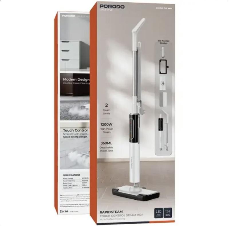 تی بخار با کنترل لمسی پرودو مدل Porodo Lifestyle RapidSteam Touch Control Steam Mop